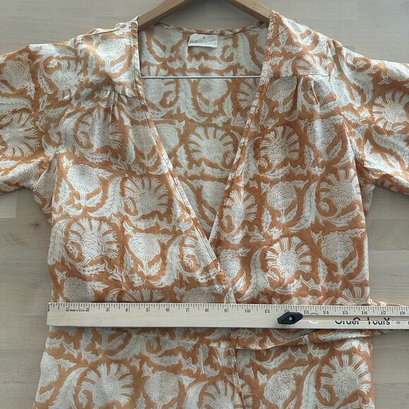 Hannah Artwear Luna Wrap Dress OS Silk Indian Block Print Boho Ruffle Feminine - Picture 14 of 14